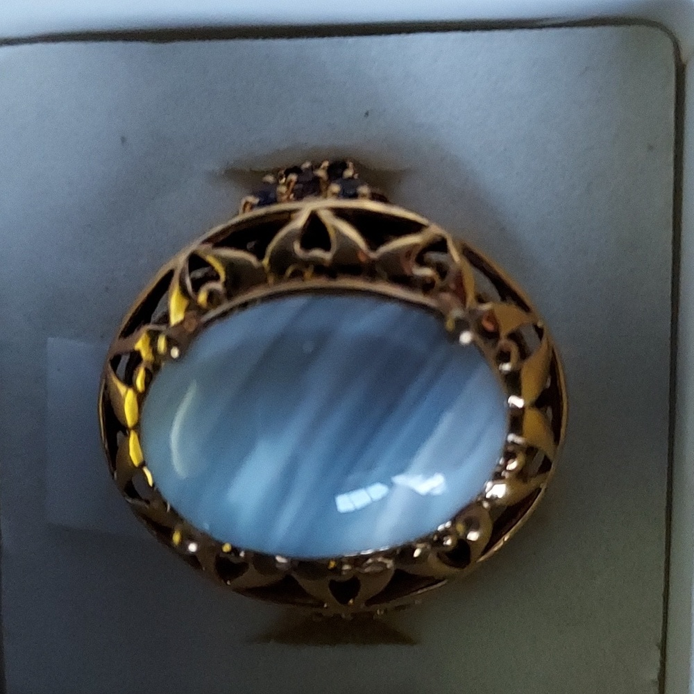 Large blue stone ring size 8